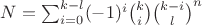 $N = \sum_{i = 0}^{k-l} (-1)^i {k \choose i}{k - i \choose l}^n$