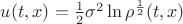 $u(t,x)=\frac12\sigma^2 \ln\rho^{\frac12}(t,x)$