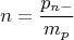 \[
n = \frac{{p_{n - истина} }}{{m_p }}\]