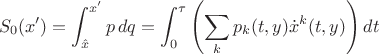 $$S_0(x') = \int_{\hat{x}}^{x'} p \, dq = \int_0^\tau \left( \sum_k p_k(t,y) \dot{x}^k(t,y) \right) dt$$