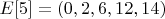 $E[5]=(0,2,6,12,14)$