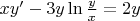 $xy' - 3y\ln\frac{y}{x} = 2y$