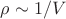 $\rho \sim 1/V$