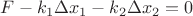 $$F-k_1\Delta x_1-k_2\Delta x_2=0$$