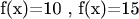 f(x)=10 , f(x)=15