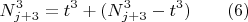 $$N_{j+3}^3=t^3+(N_{j+3}^3-t^3) \qquad \e (6) $$
