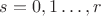 $s=0,1\ldots, r$