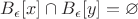 $B_{\epsilon}[x]\cap B_\epsilon[y]=\varnothing$