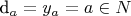 d_a = y_a = a\in{N}