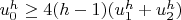$u_0^h \ge 4 (h-1) (u_1^h+u_2^h)$