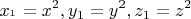 \[
x_{^1 }  = x^2 ,y_1  = y^2 ,z_1  = z^2 
\]