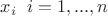 $x_{i}\;\;i=1,...,n$