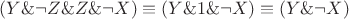 $\[(Y\& \neg Z\& Z\& \neg X) \equiv (Y\& 1\& \neg X) \equiv (Y\& \neg X)\]$