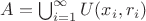 $A=\bigcup_{i=1}^\infty U(x_i,r_i)$ $A=\bigcup_{i=1}^\infty U(x_i,r_i)$