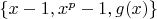 $\{ x-1, x^p-1, g(x) \}$