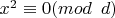 $x^2 \equiv 0 (mod \verb