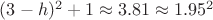 $(3-h)^2+1 \approx 3.81 \approx 1.95^2$