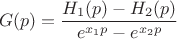 $$G(p)=\frac{H_1(p)-H_2(p)}{e^{x_1p}-e^{x_2p}}$$