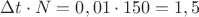 $\Delta t \cdot N=0,01 \cdot 150 = 1,5$