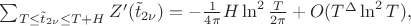 $\sum_{T\le \tilde{t}_{2\nu}\le T+H}{Z'(\tilde{t}_{2\nu})}=-\frac{1}{4\pi}H\ln^2{\frac{T}{2\pi}}+O(T^{\Delta}\ln^2{T}),$