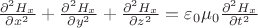 $ \frac{\partial^{2} H_{x}}{\partial x^2} + \frac{\partial^2 H_x}{\partial y^2}+ \frac{\partial^2 H_x}{\partial z^2}= \varepsilon_0 \mu_0 \frac{\partial^2 H_x}{\partial t^2}$