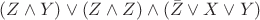 $ (Z \wedge Y) \vee (Z \wedge Z) \wedge (\bar{Z} \vee X \vee Y) $