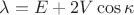$\lambda=E+2V\cos{\kappa}$
