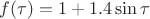 $f(\tau)=1+1.4\sin\tau$