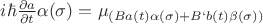 $
i\hbar\frac{\partial a}{\partial t}\alpha(\sigma)=\mu_Б(B a(t)\alpha(\sigma)+B` b(t)\beta(\sigma))$