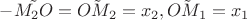 $- \tilde{M_2O} = \tilde{OM_2} = x_2, \tilde{OM_1}=x_1$