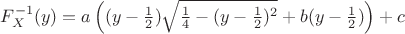 $F^{-1}_X(y)=a\left((y-{1\over2})\sqrt{{1\over4}-(y-{1\over2})^2}+b(y-{1\over2})\right)+c$