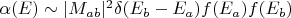 $\alpha(E) \sim |M_{ab}|^2 \delta(E_b-E_a) f(E_a) f(E_b) $