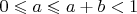 $0\leqslant a \leqslant a+b<1$
