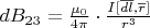 $dB_{23}=\frac{\mu_0}{4\pi}\cdot\frac{I[\overline{dl},\overline r]}{r^3}