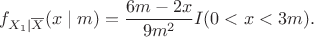 $$
f_{X_1\mid \overline X}(x\mid m) = \frac{6m-2x}{9m^2}I(0<x<3m).
$$