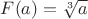 $F(a)=\sqrt[3]{a}$