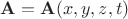 $\mathbf A=\mathbf A(x,y,z,t)$