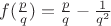 $f(\frac{p}{q})=\frac{p}{q}-\frac{1}{q^2}$