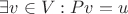 $\exists v\in V: Pv=u$