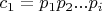 $ c_1 = p_1p_2...p_i $