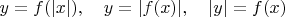 $y=f(|x|),\quad y=|f(x)|,\quad|y|=f(x)$