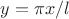 $y=\pi x/l$ $y=\pi x/l$