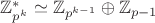$\mathbb Z_{p^k}^*\simeq \mathbb Z_{p^{k-1}}\oplus \mathbb Z_{p-1}$