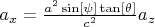 $a_x=\frac{a^2  \sin[\psi] \tan[\theta]}{c^2} a_z$