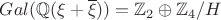 $Gal(\mathbb{Q}(\xi+\overline{\xi}))=\mathbb{Z}_2\oplus\mathbb{Z}_4/H$