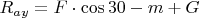 $R_{ay}= F\cdot \cos 30 -m+G$
