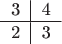 $$\begin{tabular}{c|c}
3&4\\
\hline
2&3
\end{tabular} $$