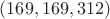 $(169, 169, 312)$