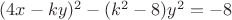 $(4 x - k y)^2 - (k^2 - 8) y^2 = -8$