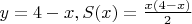 $y=4-x, S(x)=\frac{x(4-x)}{2}$